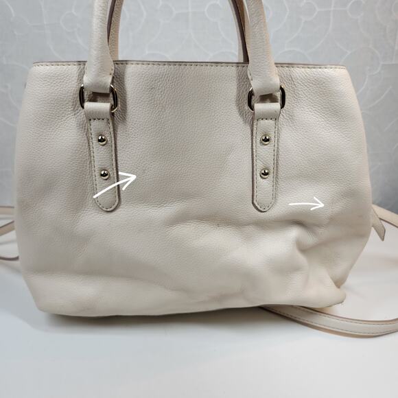 Kate Spade Larchmont Ave Evangelie Satchel Cream‎ Pebbled Leather Crossbody Bag - Picture 16 of 16